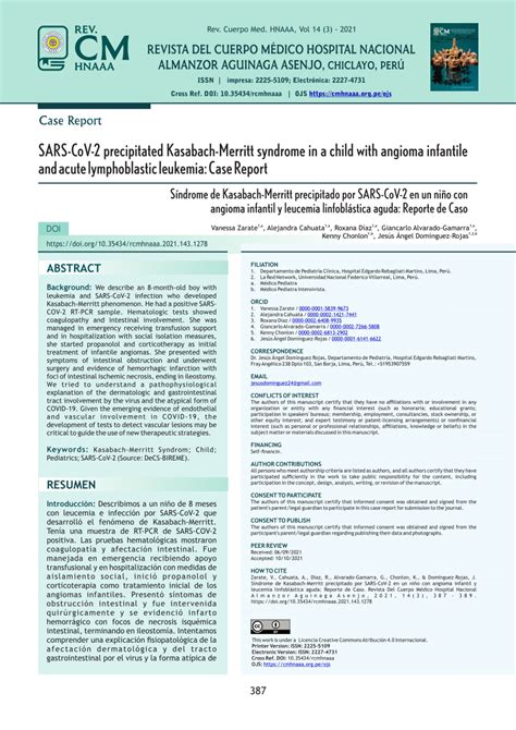 Pdf Sars Cov 2 Precipitated Kasabach Merritt Syndrome In A Child With
