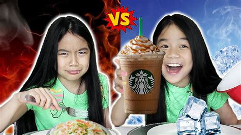 Hot Vs Cold Food Challenge Part 1 And 2 Tran Twins Youtube