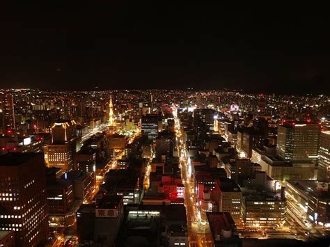 Aerial Photography City Lights Night View Night Japan Sapporo