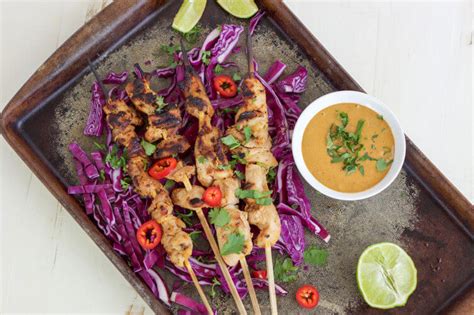 Indonesian Chicken Skewers With Peanut Sauce Up And Alive