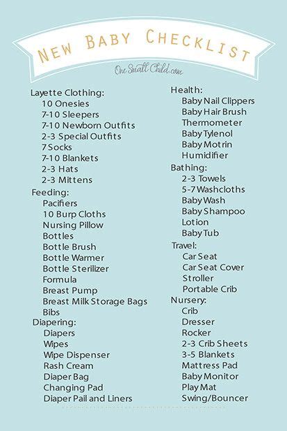 Free Printable New Baby Checklist Baby Checklist New Baby Checklist