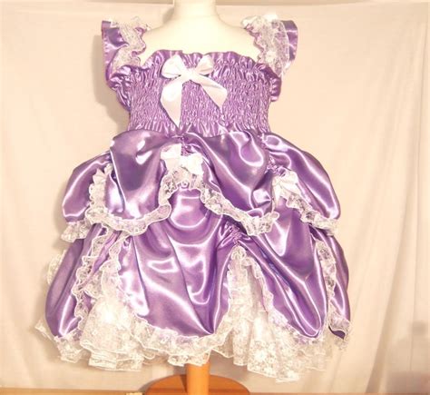 All Sizes 125 Gbp Adult Baby Sissy Short Dress In Purple Satin Etsy