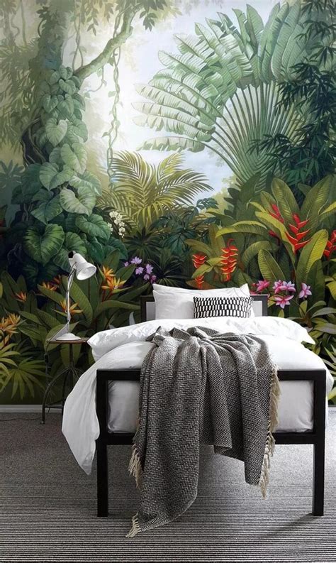 3d Tropical Rainforest Wallpaper Lush Vegetation Wall Mural Etsy