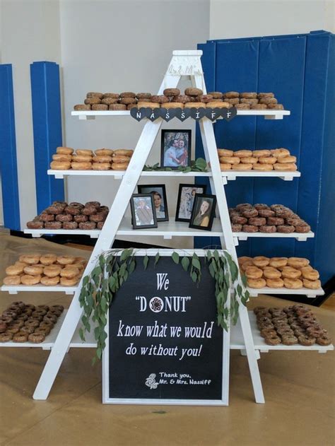 donut display at my nieces wedding there were 29 dozen donuts displayed for the wedding guests