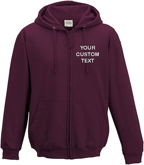 Custom Text Printed On Personalised Zip Up Hoodie Make Your Own Zipper