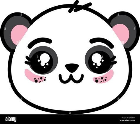 Cute Panda Bear Face Icon Vector Illustration Graphic Design Stock
