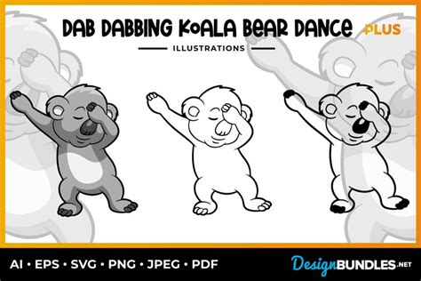 Dab Dabbing Koala Bear Dance Illustrations