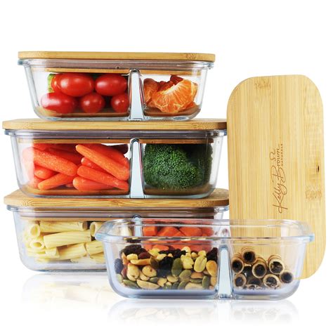 Glass Meal Prep Food Storage Containers With Sustainable Bamboo