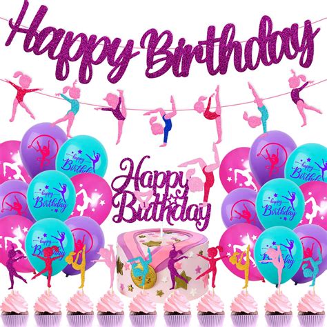 Buy 52 Pcs Gymnastics Birthday Decoration Set Gymnast Happy Birthday