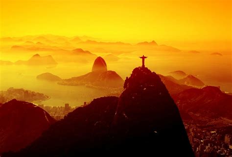 Sunset At Rio De Janeiro Brazil Classic View Mountain Pictures