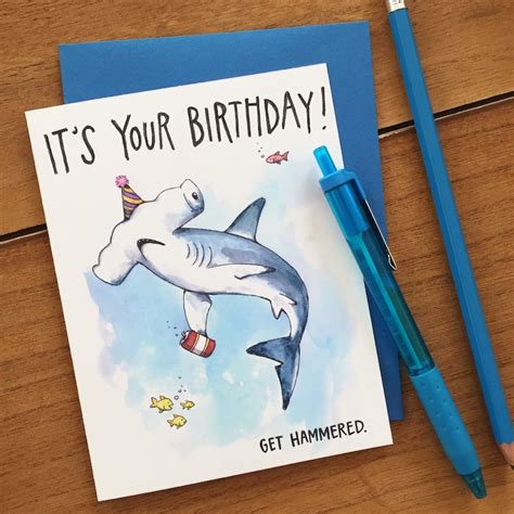 Its Your Birthday Get Hammered Hammerhead Shark Happy Etsy