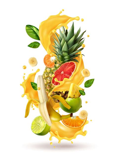 Free Vector Realistic Fruits Juice Banners Collection With