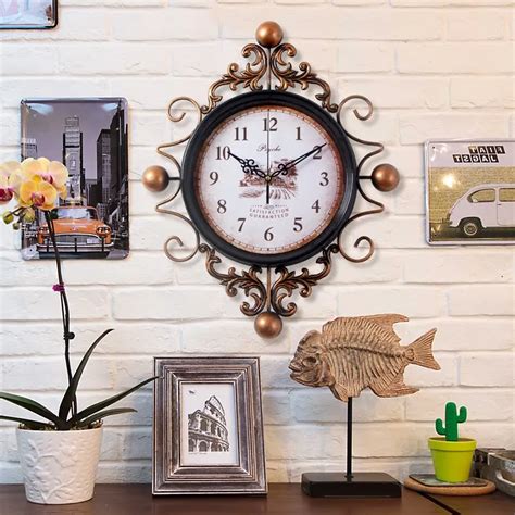 Large Retro Digital Metal Wall Clock Home Decor Iron Wall Clock Antique