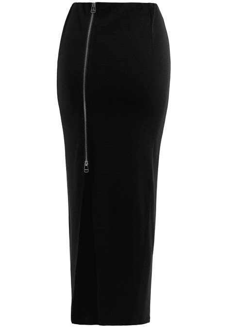 Black With Zipper Back Split Skirt Sheinsheinside Split Skirt
