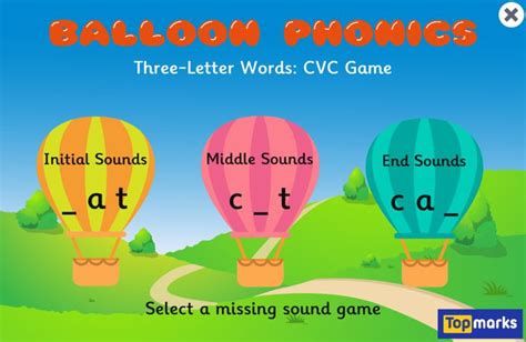 Balloon Phonics Three Letter Words Cvc Game