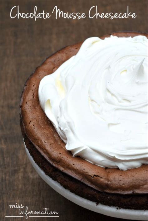Spread the mousse over the top of the cooled cheesecake pie and refrigerate. Chocolate Mousse Cheesecake | Recipe | Cheesecake mousse ...