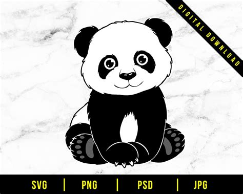 Cute Baby Panda Svg Cut File For Cricut And Silhouette Vector Graphics