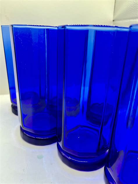 set of six cobalt blue anchor hocking essex ice tea glasses etsy