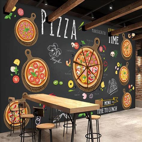 Custom Wall Mural Pizza Shop Hand Painted Abstract Pizza 3d Etsy