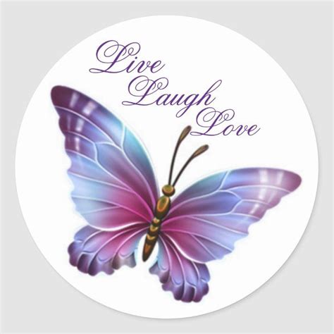 Butterfly Stickerpurple Live Laugh Love Classic Round Sticker
