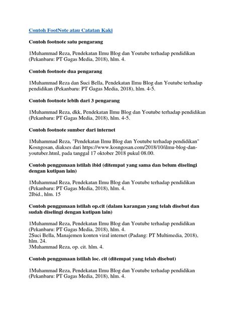 Check spelling or type a new query. Contoh FootNote Atau Catatan Kaki pada Karya Tulis Makalah