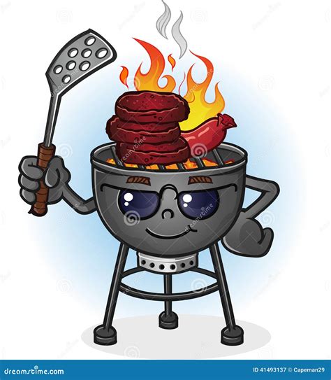 Barbecue Grill Cartoon Character With Attitude Stock Vector