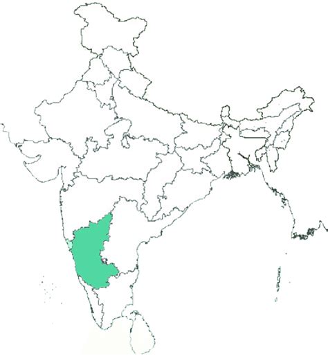 Karnataka is a state in southern india that stretches from belgaum in the north to mangalore in the south. Map of India with Karnataka (highlighted) [Images available from:... | Download Scientific Diagram