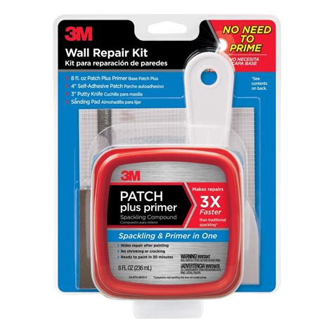 Simply adhere the patch to the wall and cover with drywall. 3m Large Hole Wall Repair Kit At Home Depot
