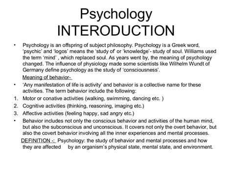 Introduction Of Psychology