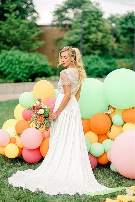 Citrus Fun Colourful Modern Balloon Filled Spring Wedding