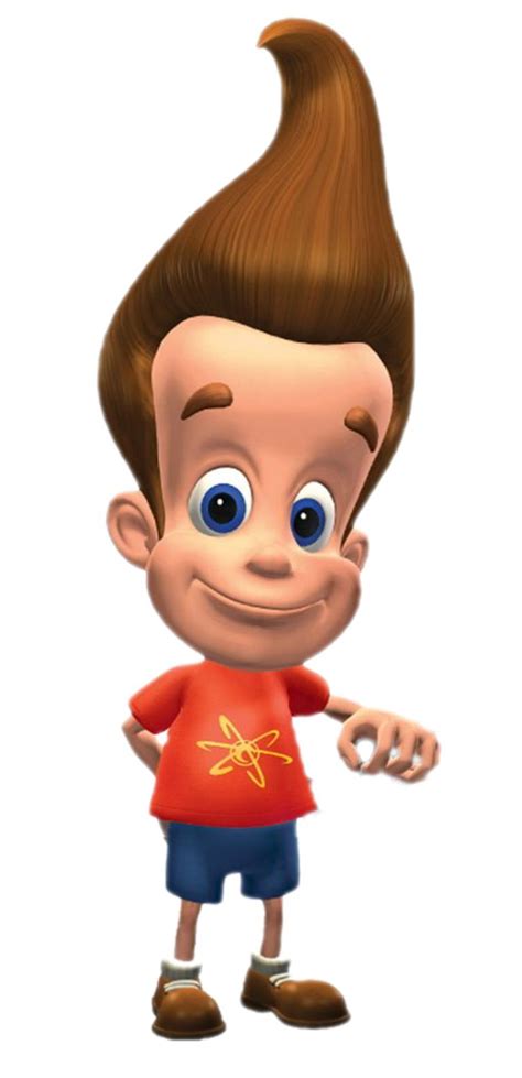 A Cartoon Character With Big Blue Eyes And Brown Hair Pointing To The