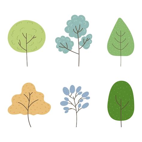 Premium Vector Forest Hand Draw Colorful Trees Vector Cartoon