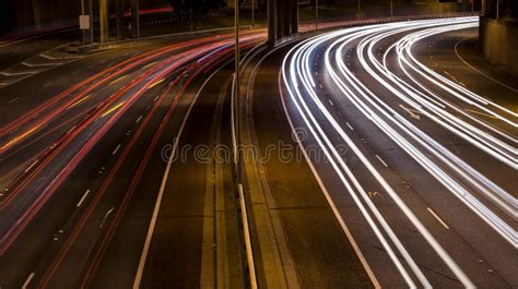 Car Lights On A Highway Stock Photo Image Of Congestion 47490158