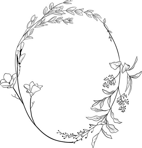 Geometric Vector Floral Wreath SVG EPS PNG Round Oval Etsy
