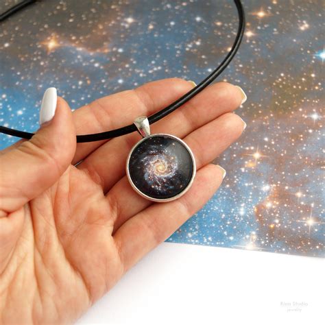 Milky Way Galaxy Necklace Night Sky Pendant Space Jewelry Etsy