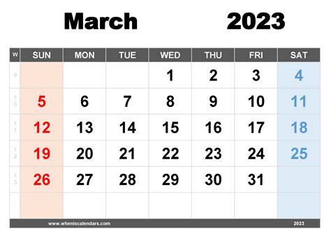 Free March 2023 Calendar With Holidays Printable Pdf And Image