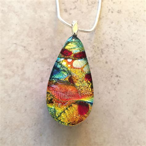 Radiant Fused Dichroic Glass Necklace Dichroic Jewelry Etsy Dichroic Jewelry Fused Glass