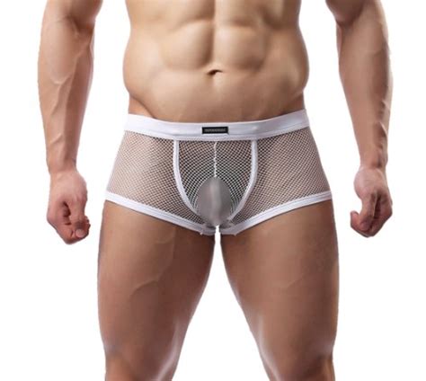 Mens Sexy Boxer Briefs Mesh Pants Sheer See Through Underwear Underpants C24 Buy Online In Oman