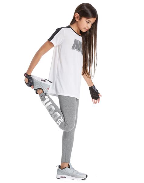 Nike Cotton Girls Just Do It Leggings Junior In Grey