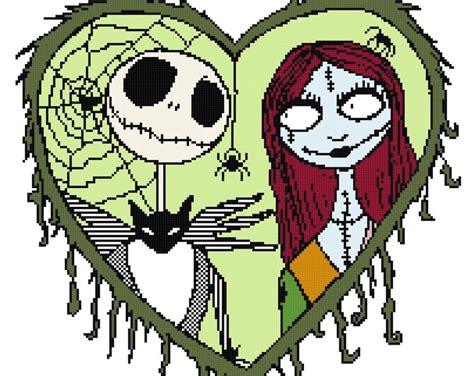Jack And Sally Love Nightmare Before Christmas Cross Stitch Etsy