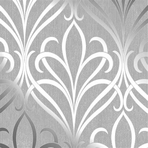 Sample Camden Damask Wallpaper Soft Grey Silver 53 X