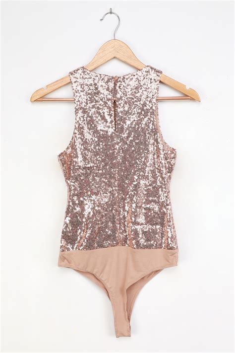 rose gold bodysuit sequin bodysuit rose gold sequin top lulus