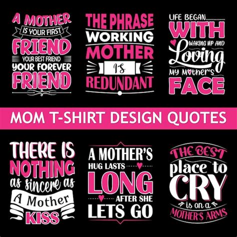 Premium Vector Mom Typography Motivational Quotes T Shirt Design Set