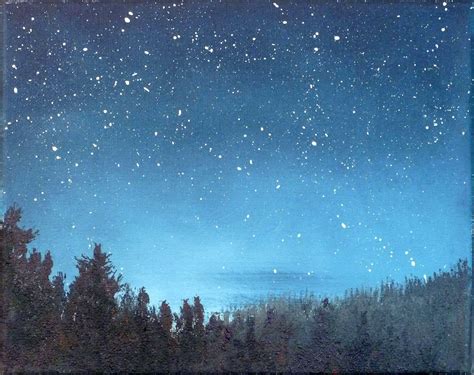 Night Sky Small Stars Landscape Painting 8x10 Astronomy