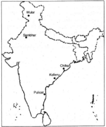 Ka = water and shimīra = desiccate). On the outline map of India mark and label the following ...