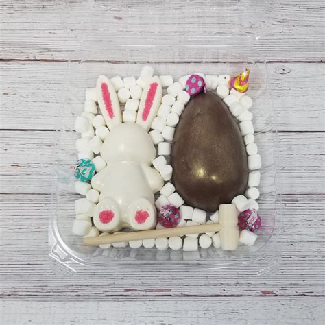 White Chocolate Breakable Easter Bunny And Milk Chocolate Egg Etsy Uk