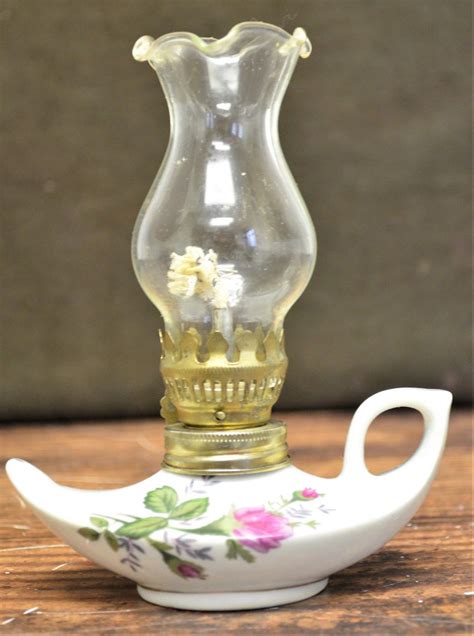 Vintage Gilded Floral China Mini Oil Lamp With Wick Ebay Mini Oil