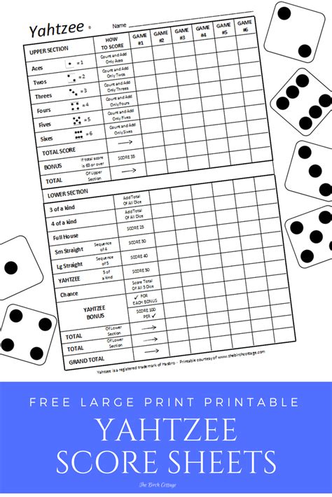 Diy Yard Dice And Printable Yahtzee Score Sheet By The Birch Cottage