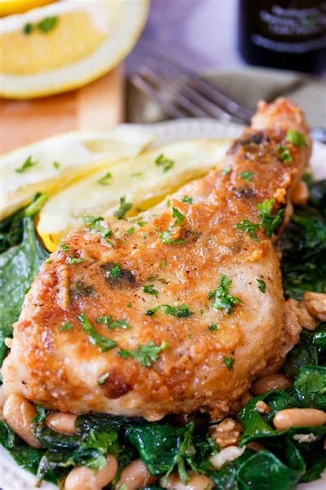 Olive oil, kale, butter, pork chops, diced chorizo, rosemary and 1 more. Pan Fried Pork Chops in White Wine Sauce with Spinach and ...
