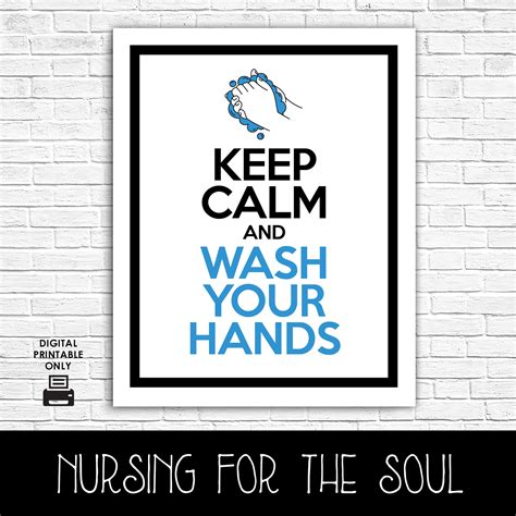 Keep Calm And Wash Your Hands Printable Wall Art Instant Etsy